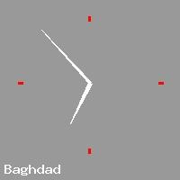 Best call rates from Australia to IRAQ. This is a live localtime clock face showing the current time of 3:00 am Monday in Baghdad.