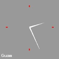 Best call rates from Australia to GUAM. This is a live localtime clock face showing the current time of 4:10 am Tuesday in Guam.