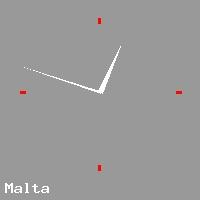 Best call rates from Australia to MALTA. This is a live localtime clock face showing the current time of 10:09 pm Sunday in Malta.