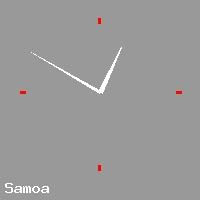 Best call rates from Australia to SAMOA. This is a live localtime clock face showing the current time of 6:46 pm Sunday in Samoa.