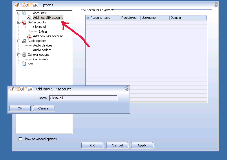 Zoiper configuration